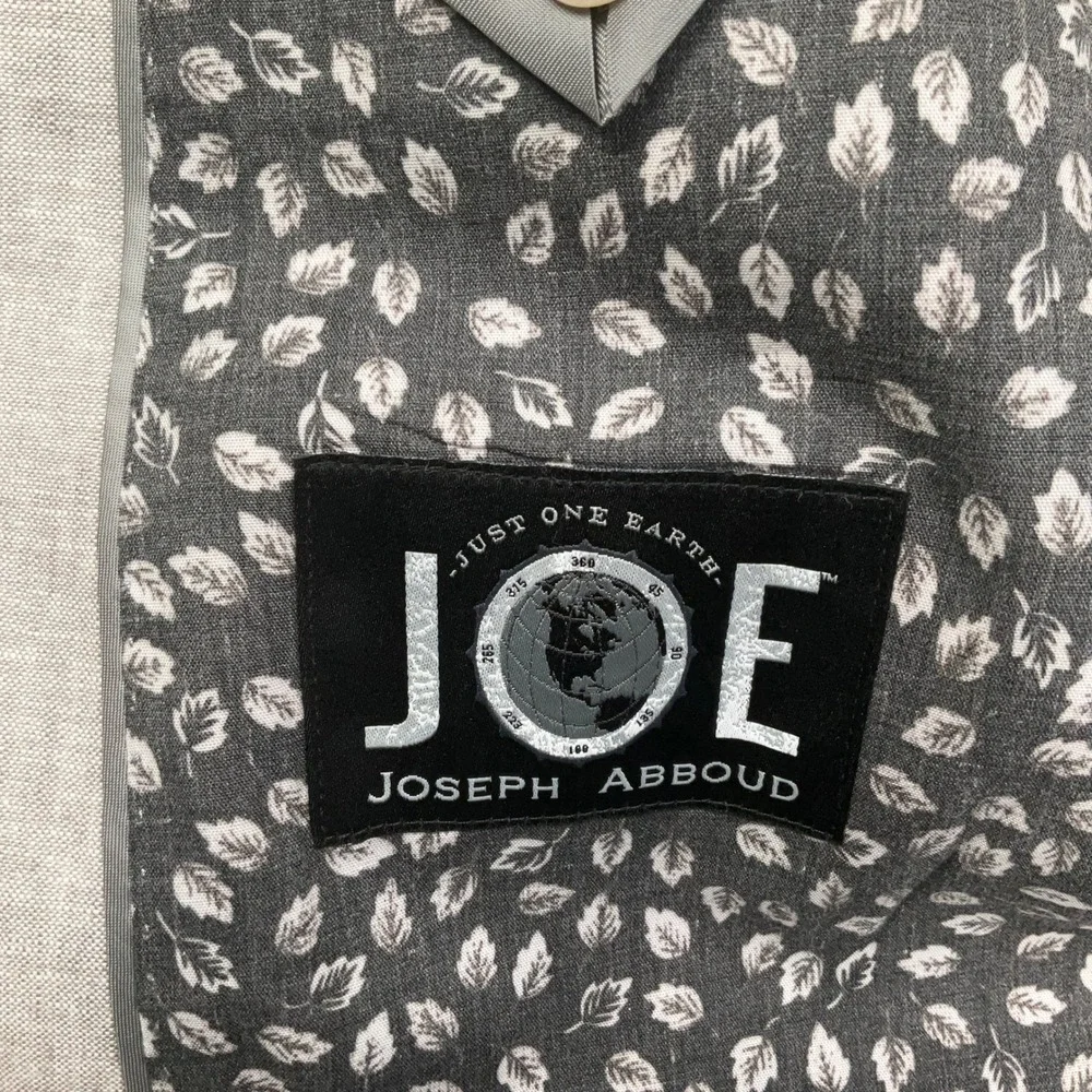 JOE Joseph Abboud Blazer Mens 46R Gray Slim Fit Spring Lightweight Linen Cotton